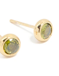 Boucles d’oreilles cubiques en zirconie en zirconie en acier inoxydable plaqué or et imperméables, serti de lunettes de lunette Auguste