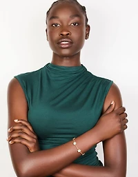 Bracelet breloque imperméable en acier inoxydable plaqué or en forme de fleur de pétales bleu clair