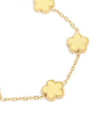 Waterproof Gold Plated Stainless Steel Butter Yellow Flowers Charm Bracelet