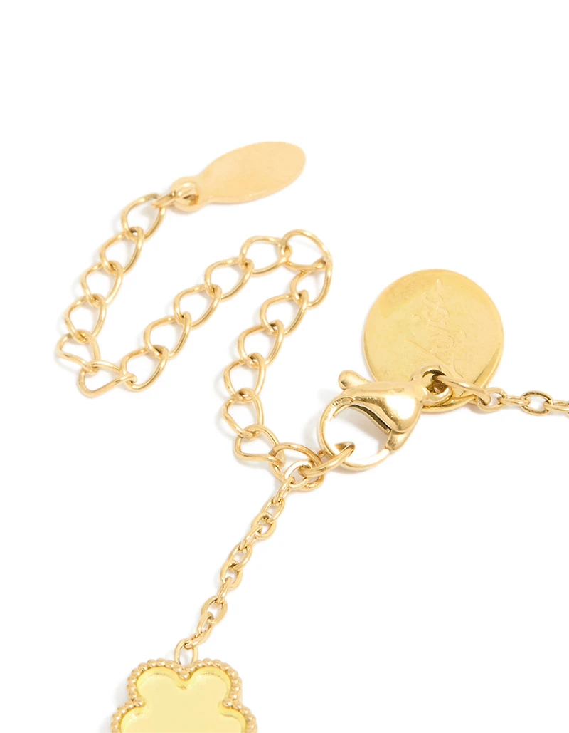 Waterproof Gold Plated Stainless Steel Butter Yellow Flowers Charm Bracelet