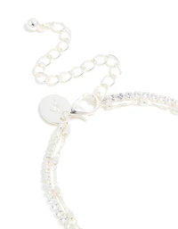 Bracelet en couches en chaîne de coupes et chaînes en maillons en argent en diamant