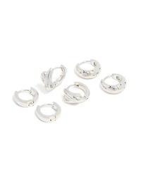 Waterproof Stainless Steel Chunky Huggie Earrings 3-Pack