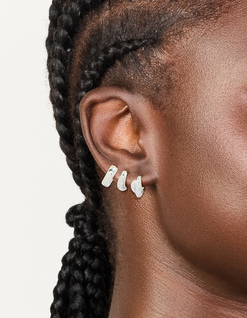 Boucles d’oreilles Huggie épaisses en acier inoxydable imperméable en pack de 3