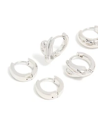 Waterproof Stainless Steel Chunky Huggie Earrings 3-Pack