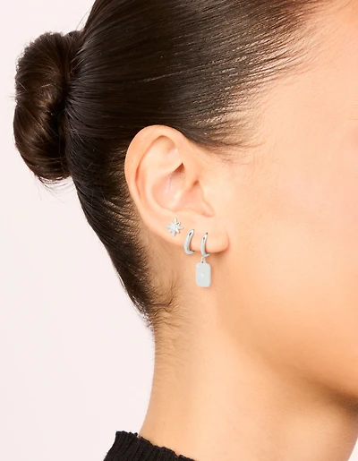 Waterproof Stainless Steel Star & Disc Earrings 3-Pack