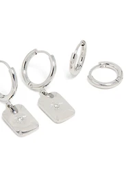 Waterproof Stainless Steel Star & Disc Earrings 3-Pack