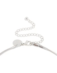 Waterproof Stainless Steel Cubic Zirconia & Chain Pendant Layered Necklace