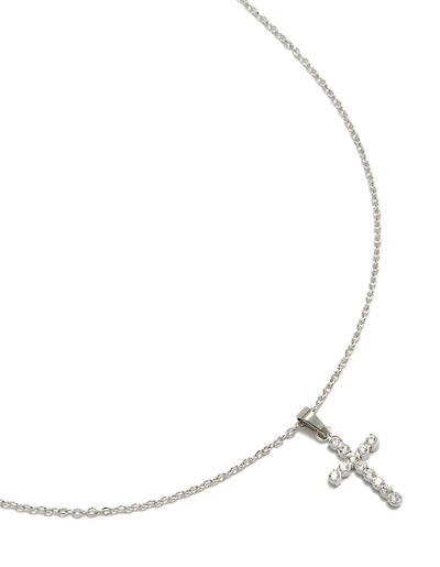 Waterproof Stainless Steel Cubic Zirconia Cross Fine Necklace