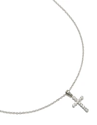 Waterproof Stainless Steel Cubic Zirconia Cross Fine Necklace