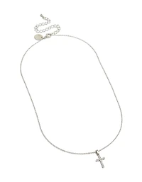 Waterproof Stainless Steel Cubic Zirconia Cross Fine Necklace