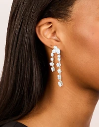Silver Cubic Zirconia Multi Asymmetrical Drop Earrings