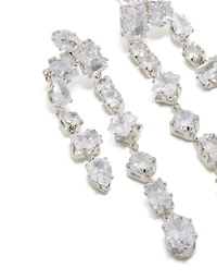 Silver Cubic Zirconia Multi Asymmetrical Drop Earrings