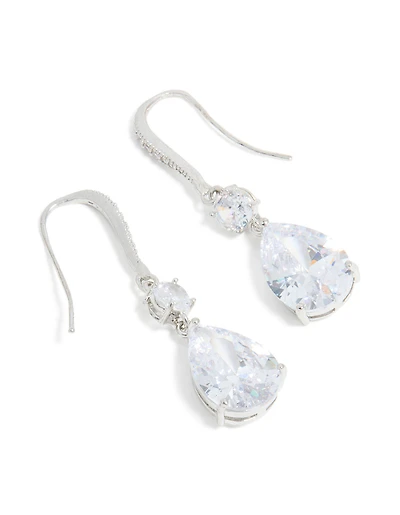 Boucles d’oreilles pendantes en zircone cubique argentée en zircone