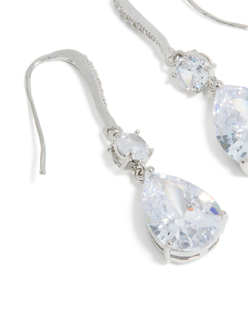 Boucles d’oreilles pendantes en zircone cubique argentée en zircone