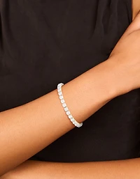 Silver Cubic Zirconia Square Magnetic Tennis Bracelet
