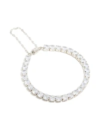 Silver Cubic Zirconia Square Magnetic Tennis Bracelet