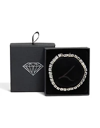 Silver Cubic Zirconia Square Magnetic Tennis Bracelet