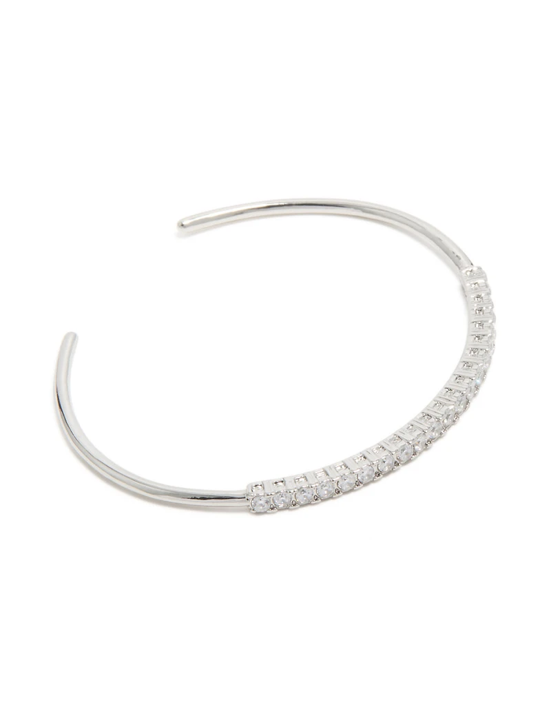 Silver Cubic Zirconia Dainty Wrist Cuff