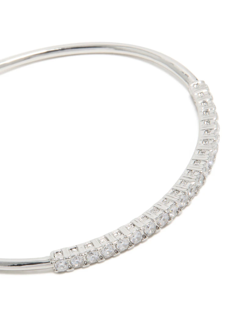 Silver Cubic Zirconia Dainty Wrist Cuff