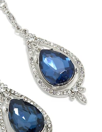 Boucles d’oreilles argentées bleu bleu poire, poire scintillante
