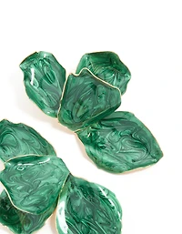 Emerald Green Coated Metal Half Flower Petal Drop Earrings
