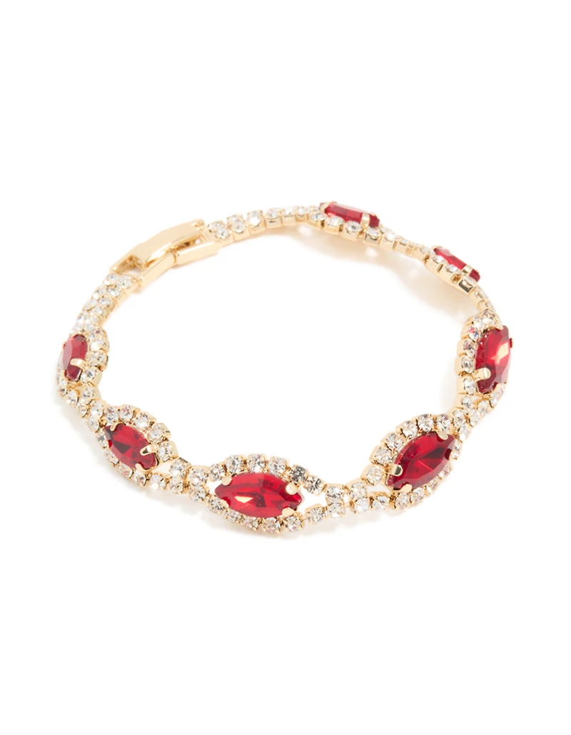 Bracelet poires brillantes en diamant rouge doré