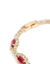 Bracelet poires brillantes en diamant rouge doré