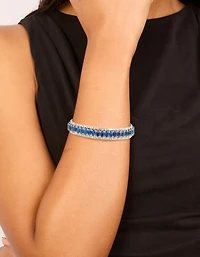 Manchette de poignet Mini Argentée Bleu Diamantes