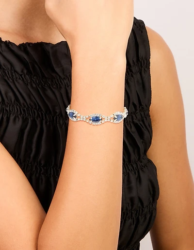 Bracelet poires brillantes bleu argenté Diamante