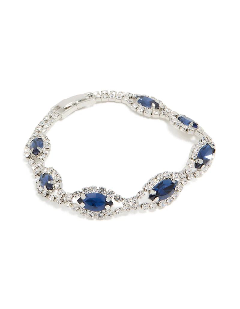 Bracelet poires brillantes bleu argenté Diamante