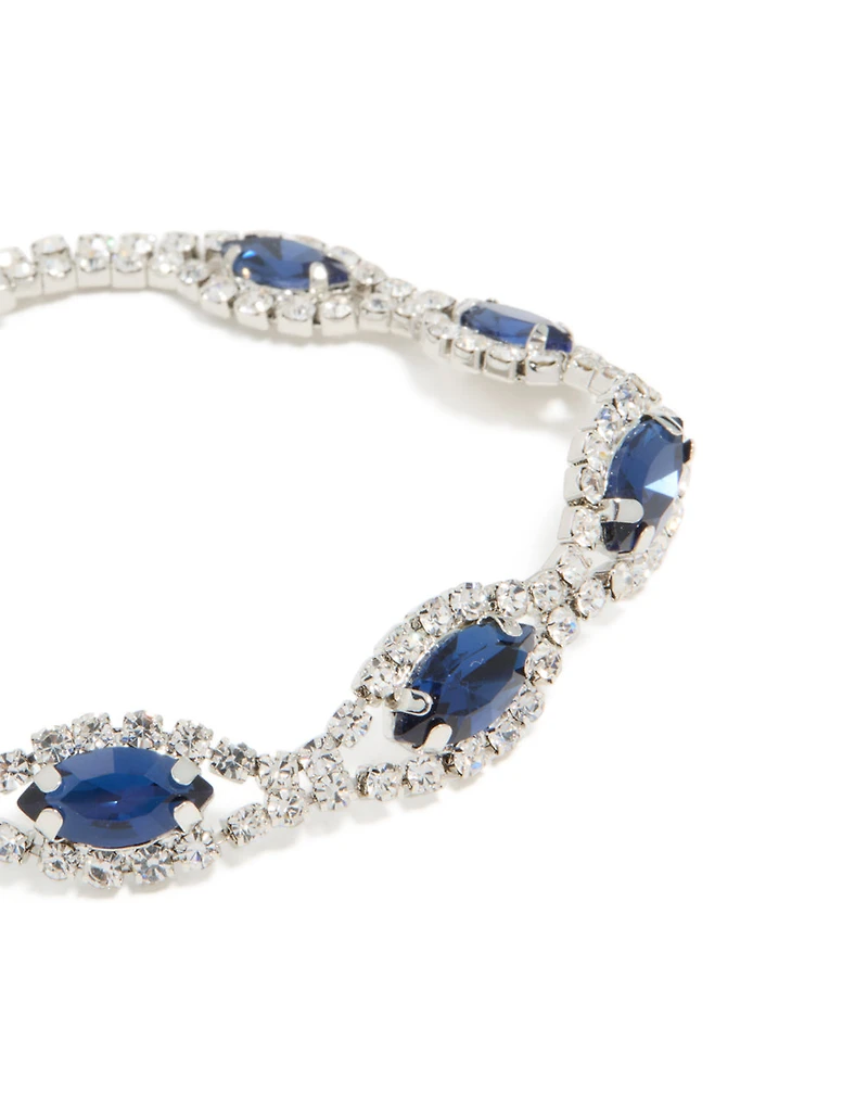Bracelet poires brillantes bleu argenté Diamante