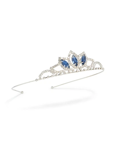 Silver Blue Diamante Tiara Headband