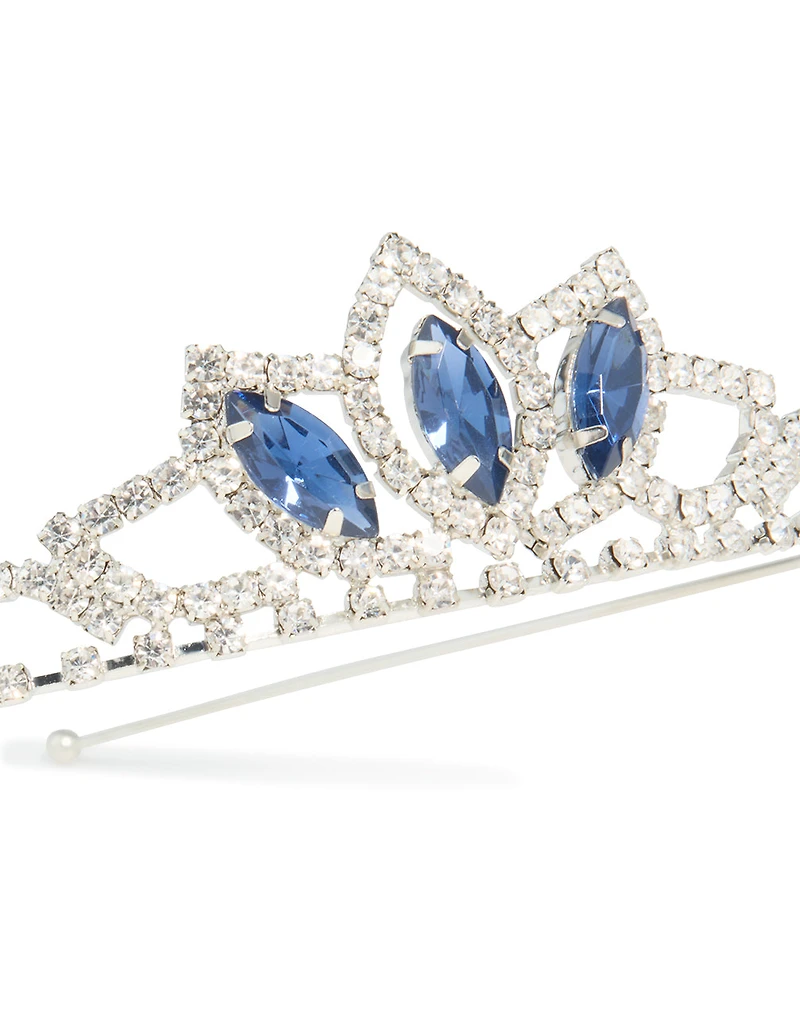 Silver Blue Diamante Tiara Headband