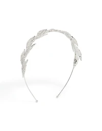 Silver Diamante Leaves Headband