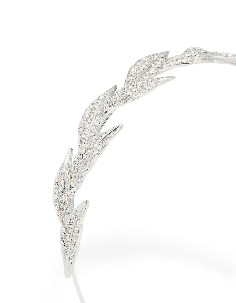 Silver Diamante Leaves Headband