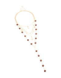 Collier en Y en couches de perles de rouille céleste en or