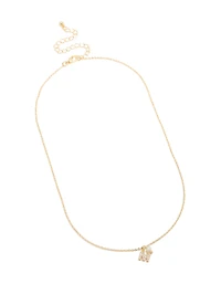 Gold Plated Cubic Zirconia & Pearl Letter M Necklace