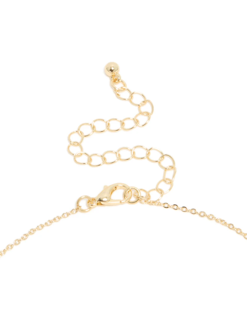 Gold Plated Cubic Zirconia & Pearl Letter M Necklace