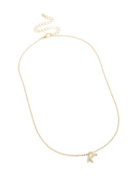 Gold Plated Cubic Zirconia & Pearl Letter K Necklace