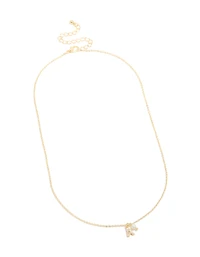 Gold Plated Cubic Zirconia & Pearl Letter A Necklace