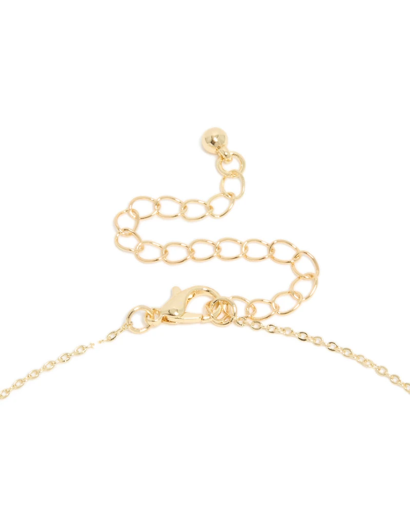 Gold Plated Cubic Zirconia & Pearl Letter L Necklace