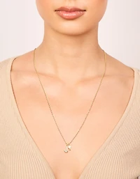 Gold Plated Cubic Zirconia & Pearl Letter J Necklace