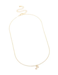 Gold Plated Cubic Zirconia & Pearl Letter J Necklace