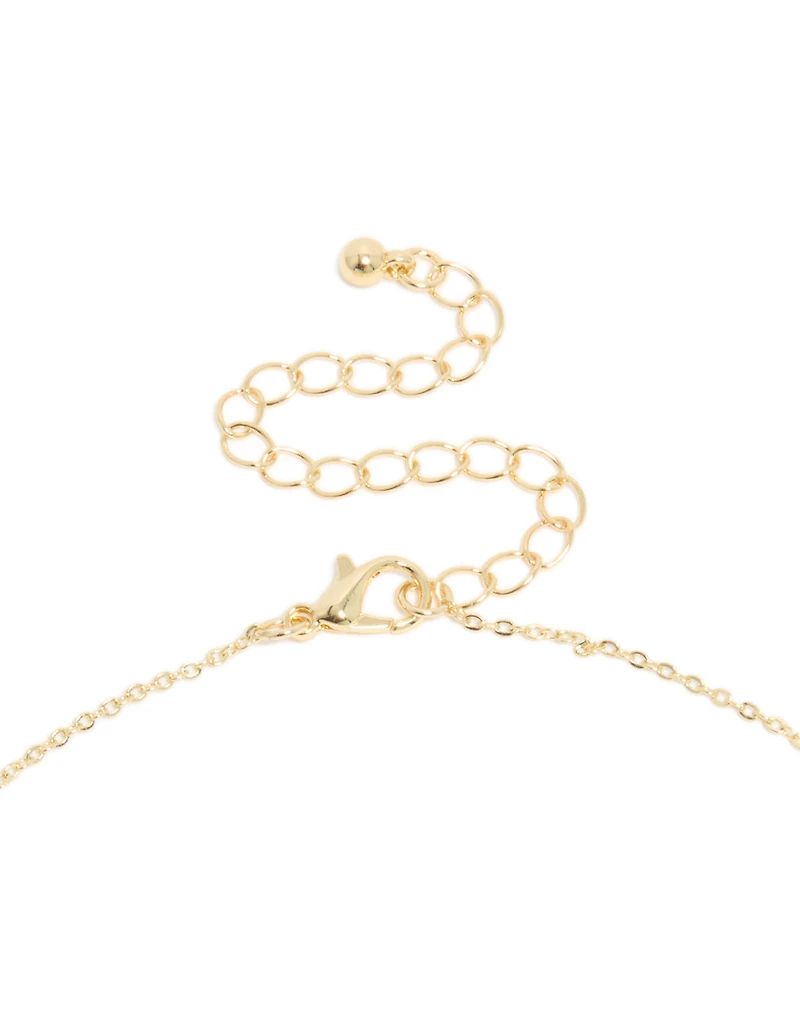 Gold Plated Cubic Zirconia & Pearl Letter J Necklace