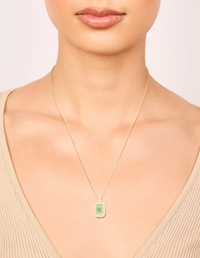Collier en zircone cubique en laiton plaqué or avec la lettre K