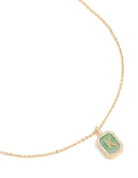 Collier en zircone cubique en laiton plaqué or avec la lettre K