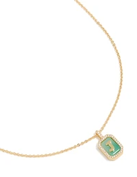 Collier en zircone cubique en laiton plaqué or avec la lettre J