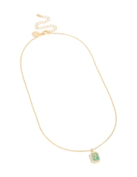 Collier en zircone cubique en laiton plaqué or avec la lettre J