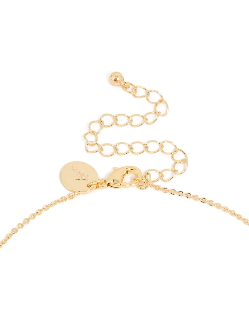 Collier en zircone cubique en laiton plaqué or avec la lettre J
