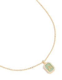 Collier en zircone cubique en laiton plaqué or avec étiquette lettre A